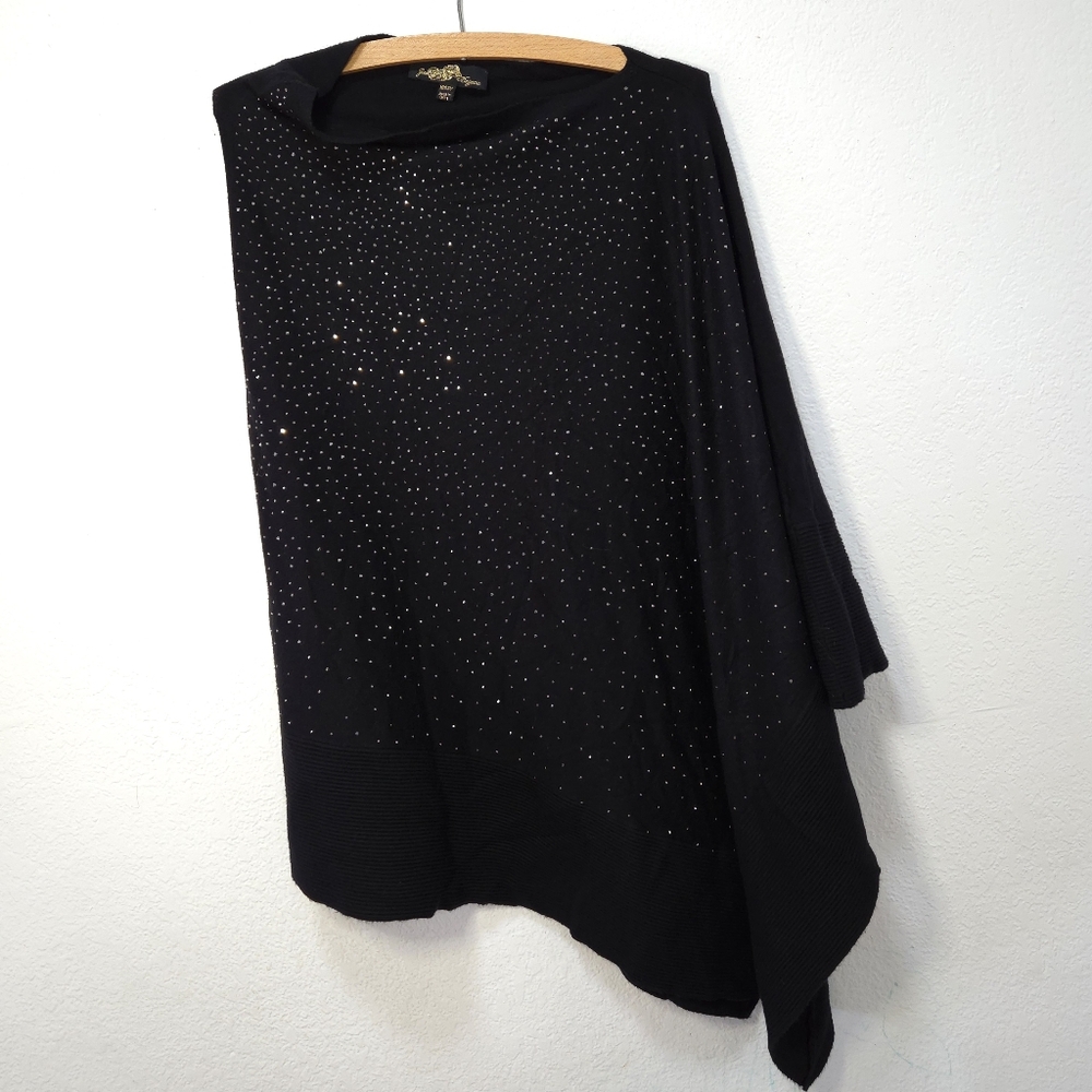 Joan Boyce Jewerly Missy Poncho Sweater Black One Size Women Luxury